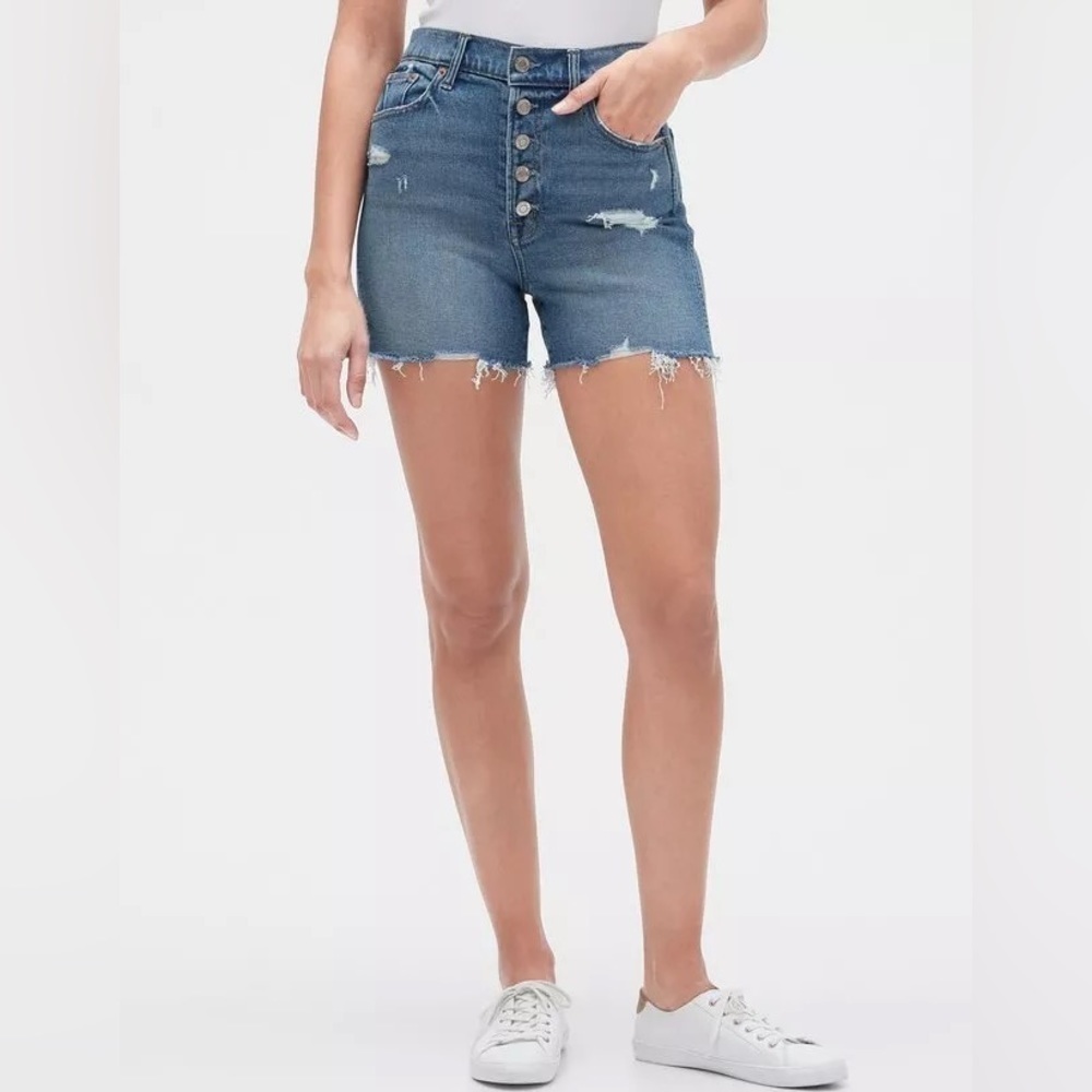 Gap High Rise Destructed Jean Shorts Size 14/32 NWT